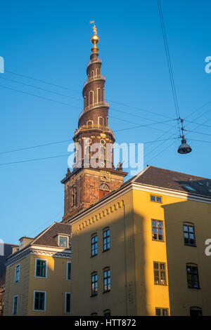 External winding staircase of the attraction in Christianshavn, Copenhagen, Denmark Stock Photo
