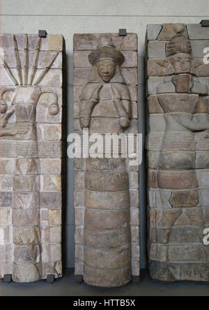 Elam. Moulded clay brick panel: God and goddess. Temple of Inshushinak, Susa, 2000 BCE. Louvre Museum. Paris. Stock Photo