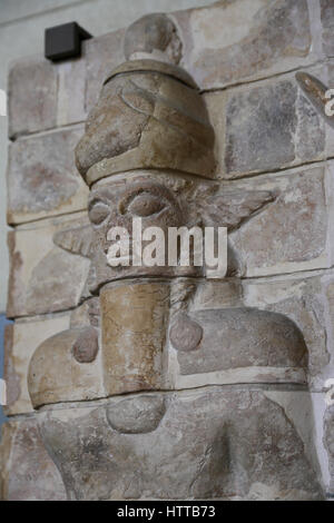 Elam. Moulded clay brick panel: God (bull-man).Temple of Inshushinak, Susa, 2000 BCE. Louvre. Paris. Stock Photo