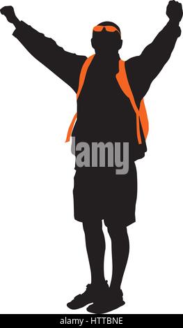 Backpacker. Vector silhouette Stock Vector