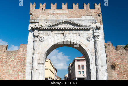Rimini, Italy View of the famous Arch of Augustus Stock Photo
