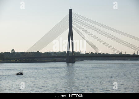 Vansu cable-stayed bridge over Daugava River (also called Western Dvina) in Riga, capital city of Republic of Latvia Stock Photo