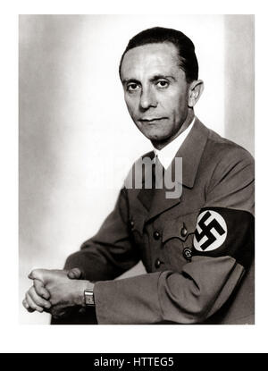 GOEBBELS 1930's portrait of infamous leading propaganda strategist Nazi, Joseph Goebbels wearing NSDAP military uniform with swastika armband Stock Photo