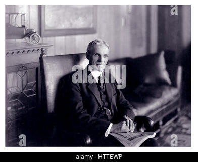 Henry Ford,1900's informal stylish corporate portrait in his office, founder and visionary of the iconic American Ford Motor Company Inc  Detroit USA Stock Photo