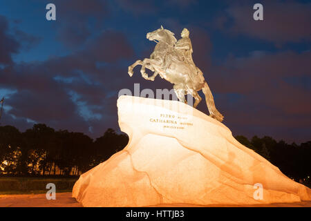 Famous statue of Emperor Peter the Great (Bronze Horseman) in Saint Petersburg, Russia Stock Photo