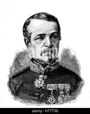 Military people of France in the Franco-Prussian War 1870 - 1871, Charles Auguste Frossard, 26 April 1807 - 25 August 1875, was a French general, reproduction of a woodcut from 1882, digital improved Stock Photo