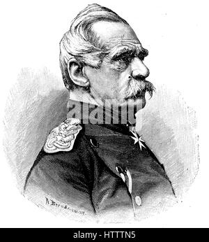 Military people in the Franco-Prussian War 1870 - 1871, Albrecht Theodor Emil Graf von Roon, 30 April 1803 - 23 February 1879, was a Prussian soldier and statesman, Germany, reproduction of a woodcut from 1882, digital improved Stock Photo