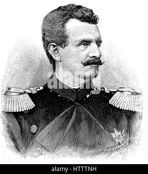 Military people in the Franco-Prussian War 1870 - 1871, Albert Freiherr von Suckow, 13 December 1828 - 14 April 1893 was a Wuerttemberg general lieutenant and war minister, Germany, reproduction of a woodcut from 1882, digital improved Stock Photo