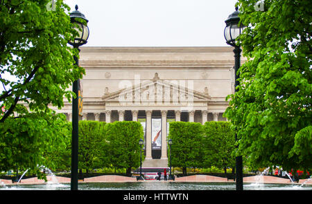 Washington DC, USA - April 29 2014: The facade of the National Archives Building in Washington D.C. Stock Photo