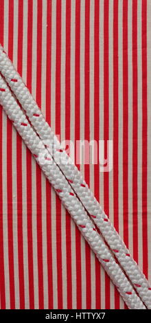 durable rope red striped  flat lay Stock Photo