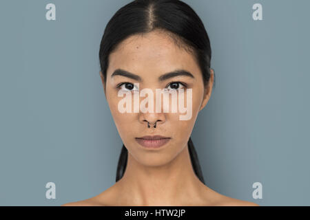 Woman Pierced Nose Ring Confidence Self Esteem Portrait Stock Photo