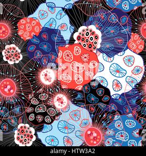 Seamless abstract fashionable bright vector pattern from different elements Stock Vector