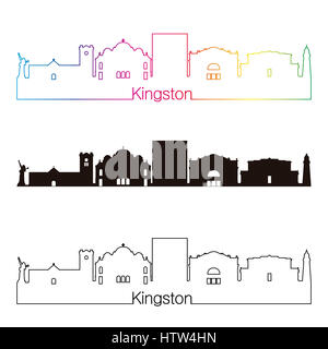 Kingston skyline linear style with rainbow in editable vector file Stock Photo