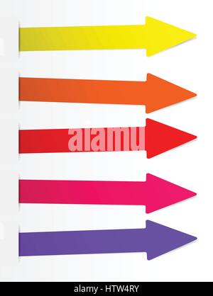 Colorful bright vector arrows banner, directional sign inserted into white cut paper Stock Vector
