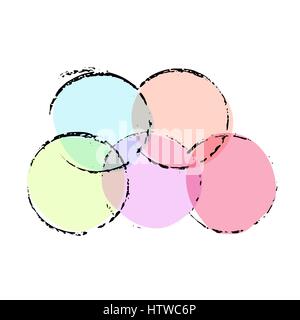 Grunge ink circles. Watercolor vector frames. Set of grungy round imprints. Stock Vector