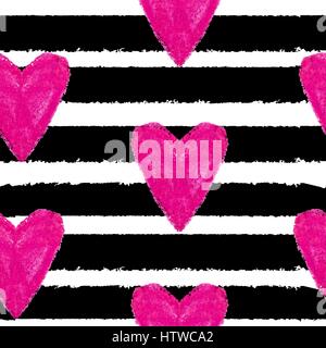 Abstract Hand Drawn Heart Love Seamless pattern Background Vecto Stock Vector