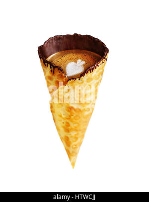 coffee in a waffle cone Stock Photo