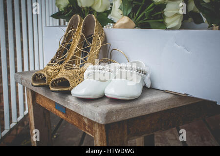Bridal shoes, Bridesmaid's Shoes, bridal accessories for weddings Stock Photo