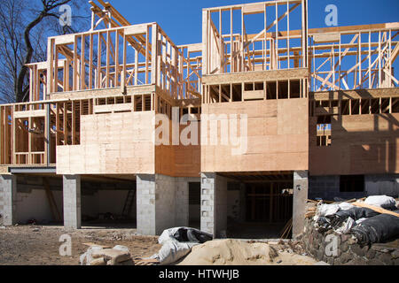 A new home under construction in Ramsey, New Jersey Stock Photo