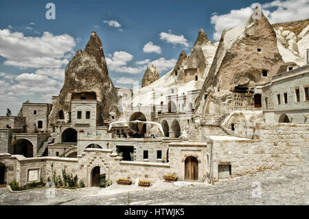 Open air museum in Goreme, Cappadocia, Turkey. Ancient caves, now underground hotels for tourists Stock Photo