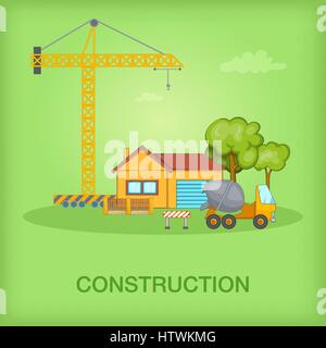 Building process concept cottage, cartoon style Stock Vector Image ...