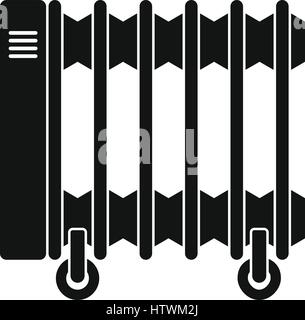 Oil electric heater on wheels icon, simple style Stock Vector