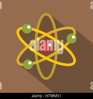 Nucleus and orbiting electrons icon, flat style Stock Vector