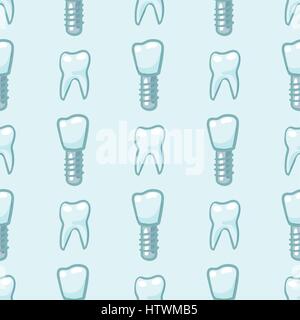Dental seamless vector pattern. White teeth on blue background Stock ...