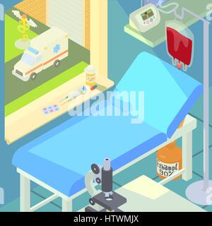 Hospital medical chamber concept, cartoon style Stock Vector