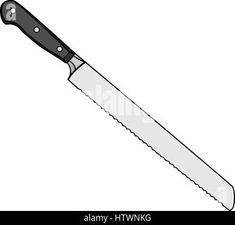 Illustration of Isolated Bread Knife Cartoon Drawing. Vector EPS 8. Stock Vector