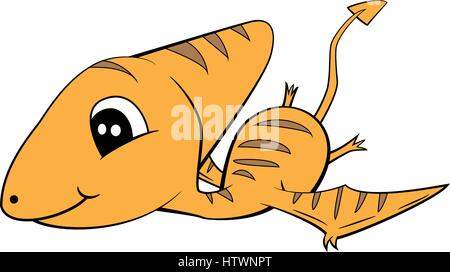 Illustration of Cute Cartoon of Baby Pterodactyl Dinosaur. Vector EPS8. Stock Vector