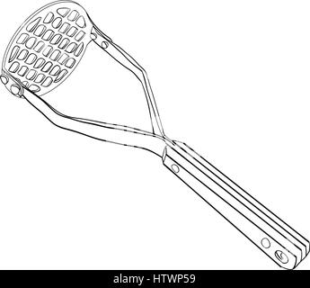 Cooking Hand Potato Masher Line Drawing Stock Vector (Royalty Free)  572164624