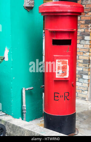 Traditional British red mailbox. Stock Photo