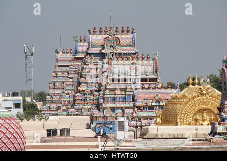 Intricate sculptures at the Sri Ranganathaswamy temple, Srirangam. Stock Photo