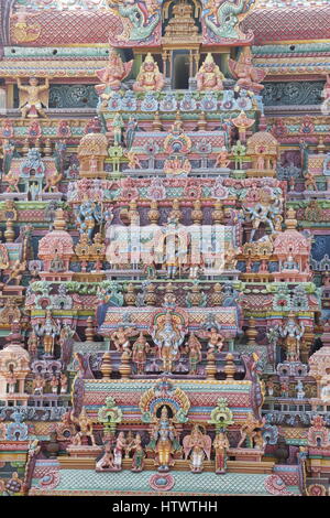 Intricate sculptures at the Sri Ranganathaswamy temple, Srirangam. Stock Photo