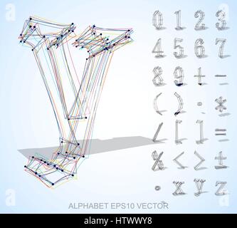 Vector illustration of a  sketched Numbers And Mathematical Symbols. Hand drawn 3D Numbers And Mathematical Symbols. Stock Vector