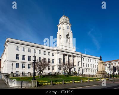 The Portland Stone Town Hall Buidling at Barnsley in Spring South Yorkshire England Stock Photo