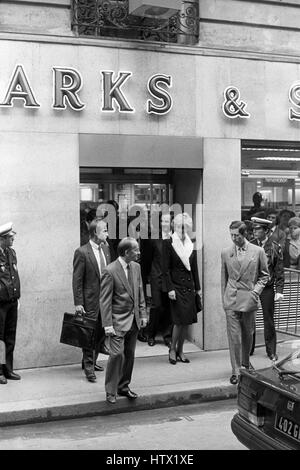 The Prince and Princess of Wales leave Marks and Spencer's main Paris store after been shown around by store director John Griffin. The Royal couple are on a five-day official State visit to France. Stock Photo