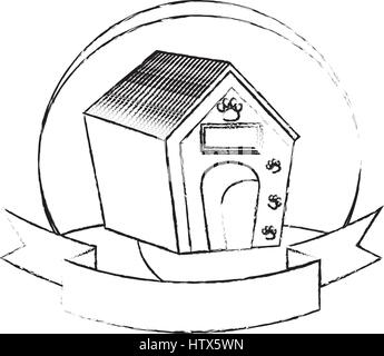 pet wooden house icon Stock Vector