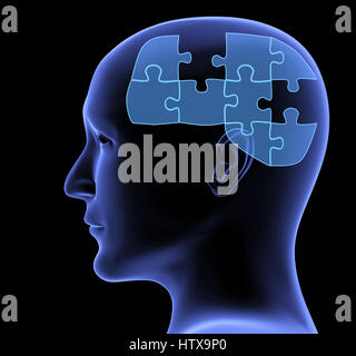 Medicine concept: Brain on puzzle background Stock Photo - Alamy