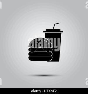 Fast Food icon on the gray background. Stock Vector