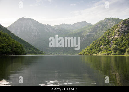 Lake Shkod also called Scutari, Skadar and Shkodra lies on the border of Albania and Montenegro, the largest lake in the Southern Europe Stock Photo