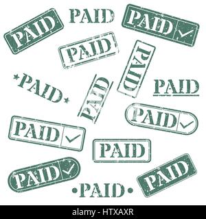 Set of rectangular stamps paid, vector illustration. Stock Vector