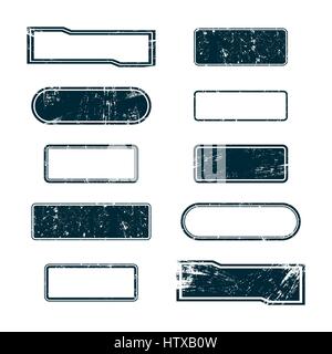 Set of grunge frames isolated on white background, vector illustration. Stock Vector