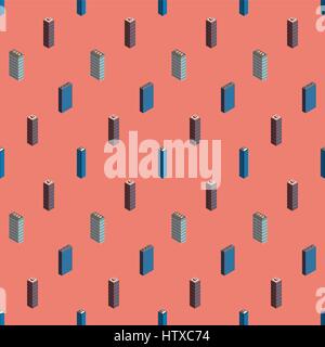 Isometric buildings seamless pattern Stock Vector