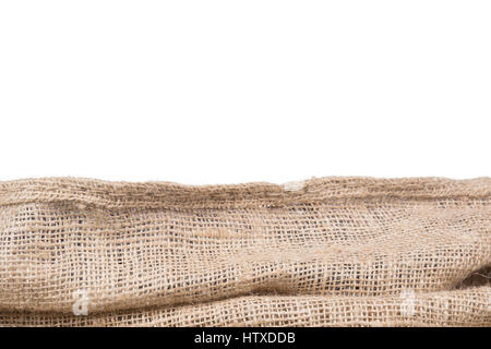 burlap or jute border,isolated on white background Stock Photo