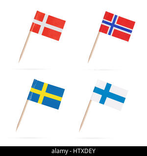 Scandinavian mini flags. Flag Norway, Sweden,Finland and Denmark