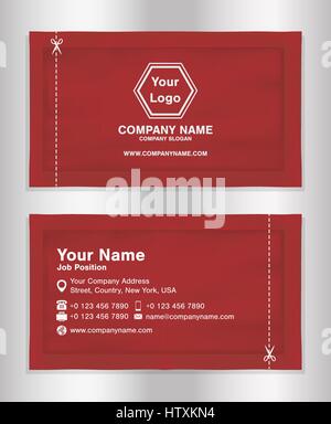 simple business name card red theme sachets packaging design Stock Vector