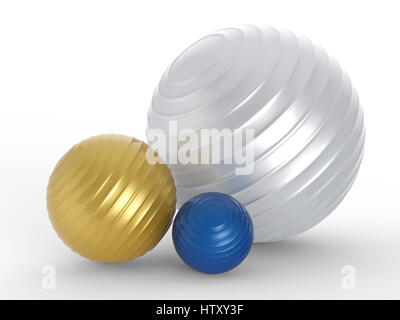 3d rendering colorful fitness balls various size Stock Photo