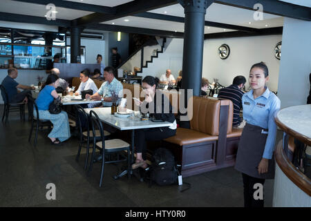 The interior of the Rangoon Tea House in Pansodan Road, Yangon, Yangon Region, Myanmar. Stock Photo